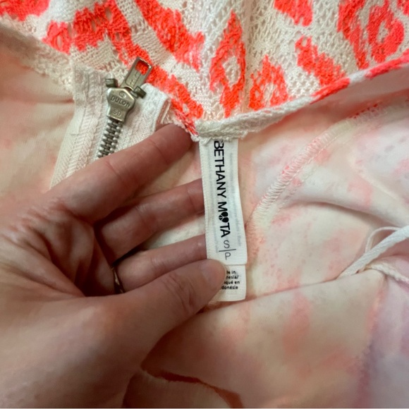 Bethany Mota Neon Coral & Cream A Line Skater Dress | S - Picture 5 of 6